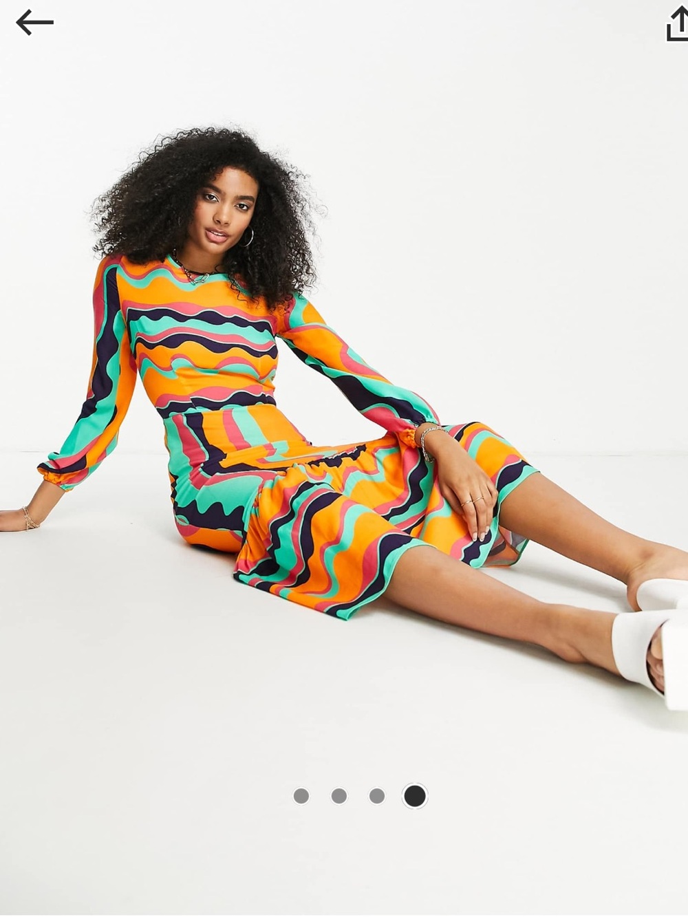 Never Fully Dressed Multicolor Wave-Print Midi Dress - Picture 2 of 4